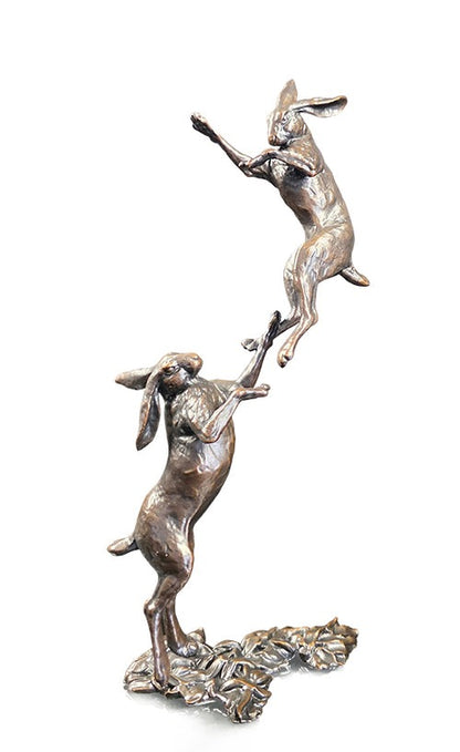 Small Hares Boxing Bronze Sculpture by Dean Kendrick