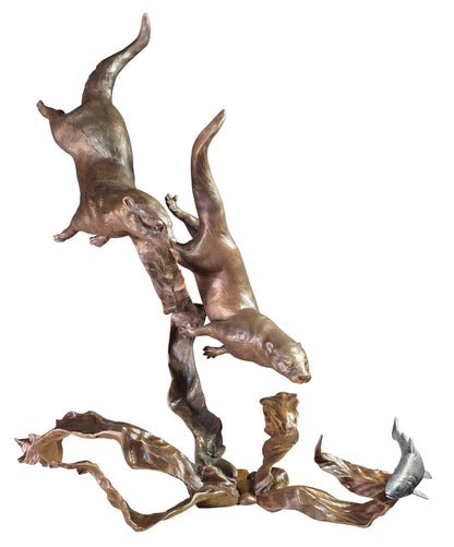 Chasing Rainbows Large Bronze Otter Sculpture by Dean Kendrick