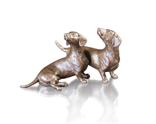 Dachshund Pair Bronze Dog Figurine by Michael Simpson (Richard Cooper Bronze)
