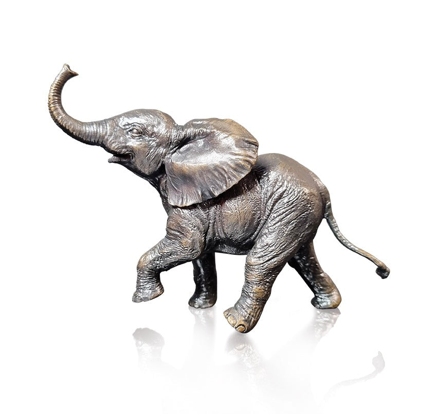 Baby Elephant Running Bronze Sculpture by Dean Kendrick