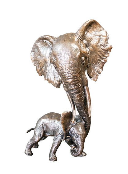 Elephant Mother & Calf Bronze Sculpture by Keith Sherwin (Richard Cooper Bronze)