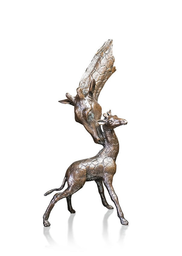 Giraffe Mother & Calf Bronze Sculpture by Keith Sherwin (Richard Cooper Bronze)