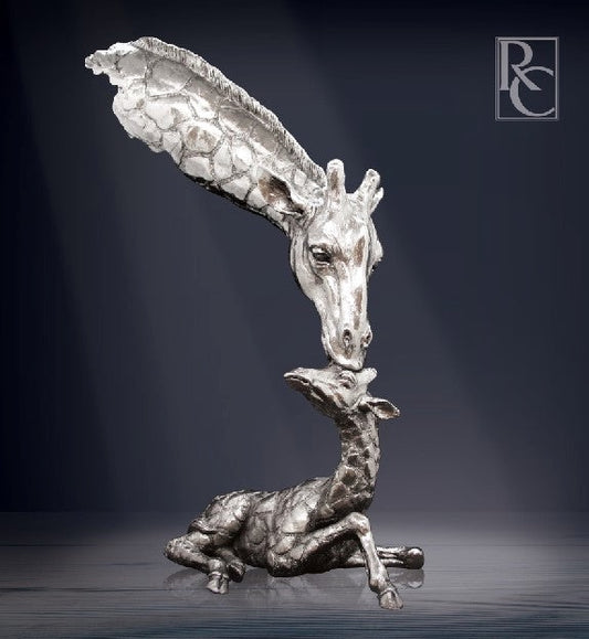 Giraffe & Calf Nickel Sculpture by Keith Sherwin for Richard Cooper Studio