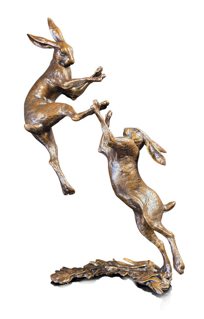 Large Hares Boxing Bronze Sculpture by Dean Kendrick
