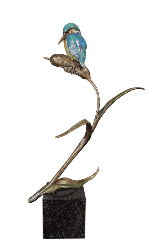 Hand Painted Kingfisher Sculpture on Granite Base Limited Edition by Michael Simpson