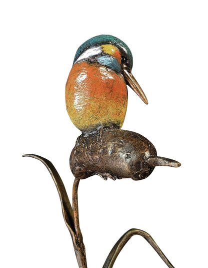 Hand Painted Kingfisher Sculpture on Granite Base Limited Edition by Michael Simpson