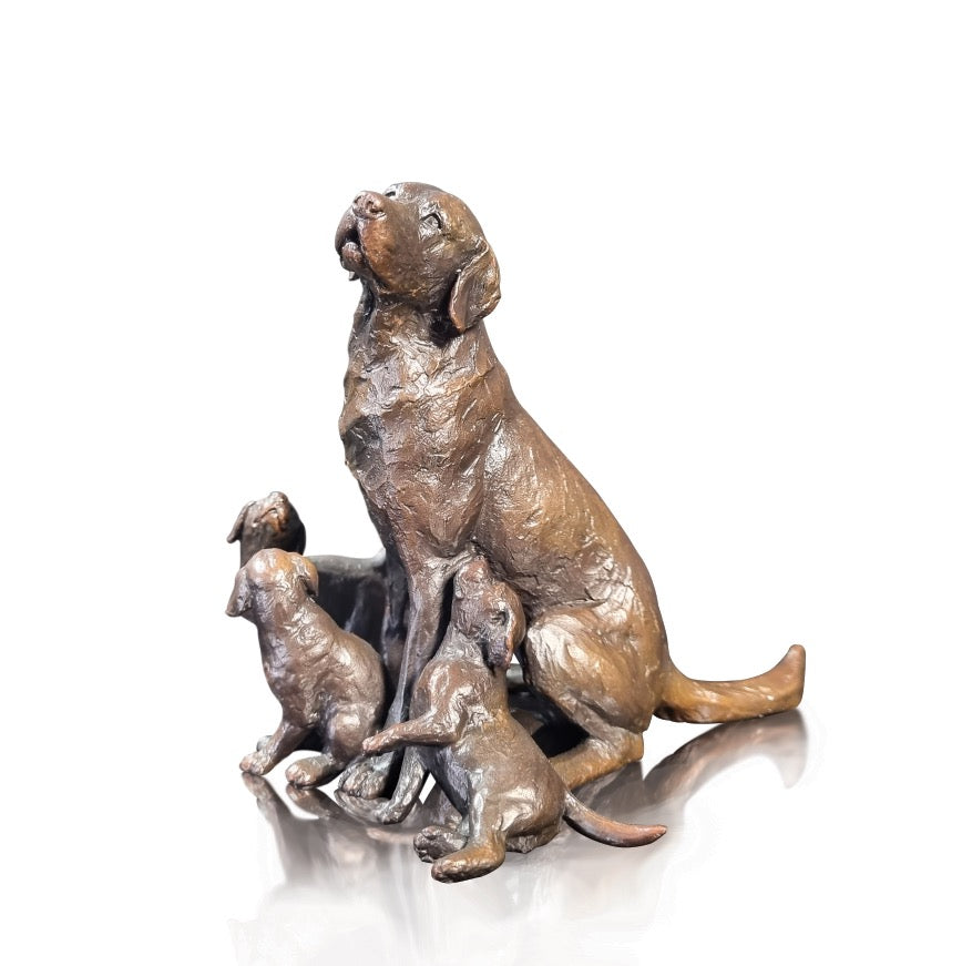 Labrador with Puppies Bronze Dog Figurine by Michael Simpson (Richard Cooper Bronze)