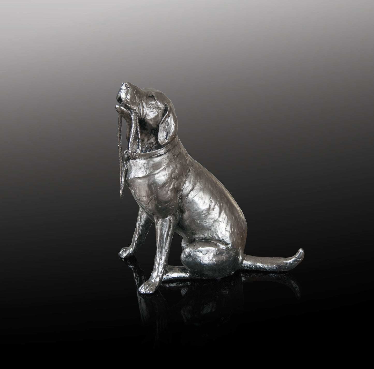 Labrador with Lead Nickel Figurine by Michael Simpson