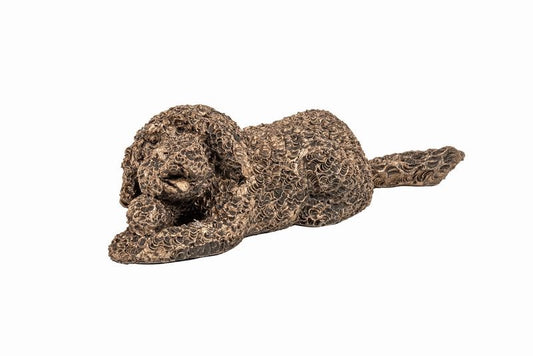 Labradoodle Lying Bronze Dog Figurine by Adrian Tinsley (Frith Sculpture)