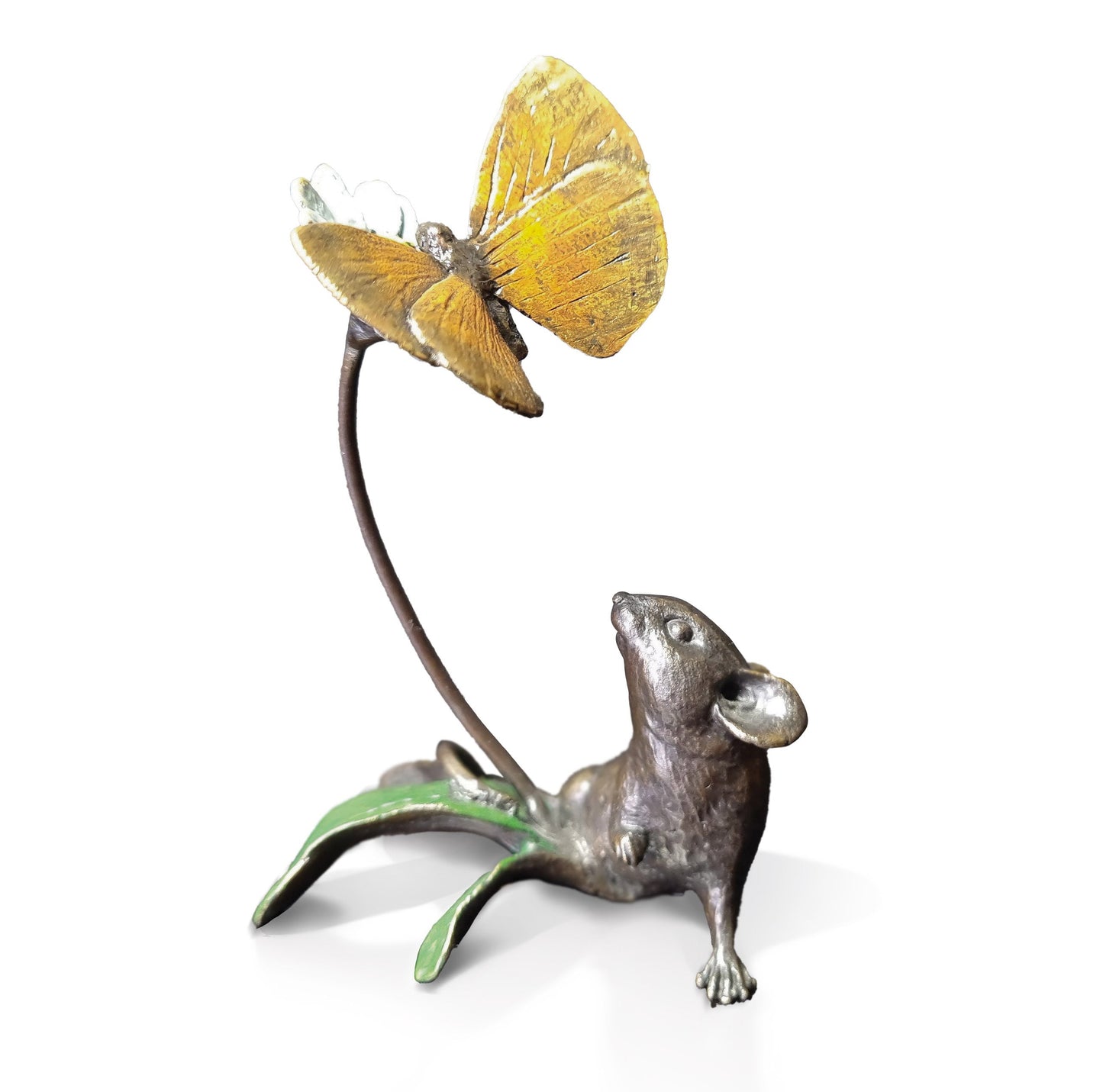 Mouse Asleep with Butterfly Bronze Sculpture by Michael Simpson
