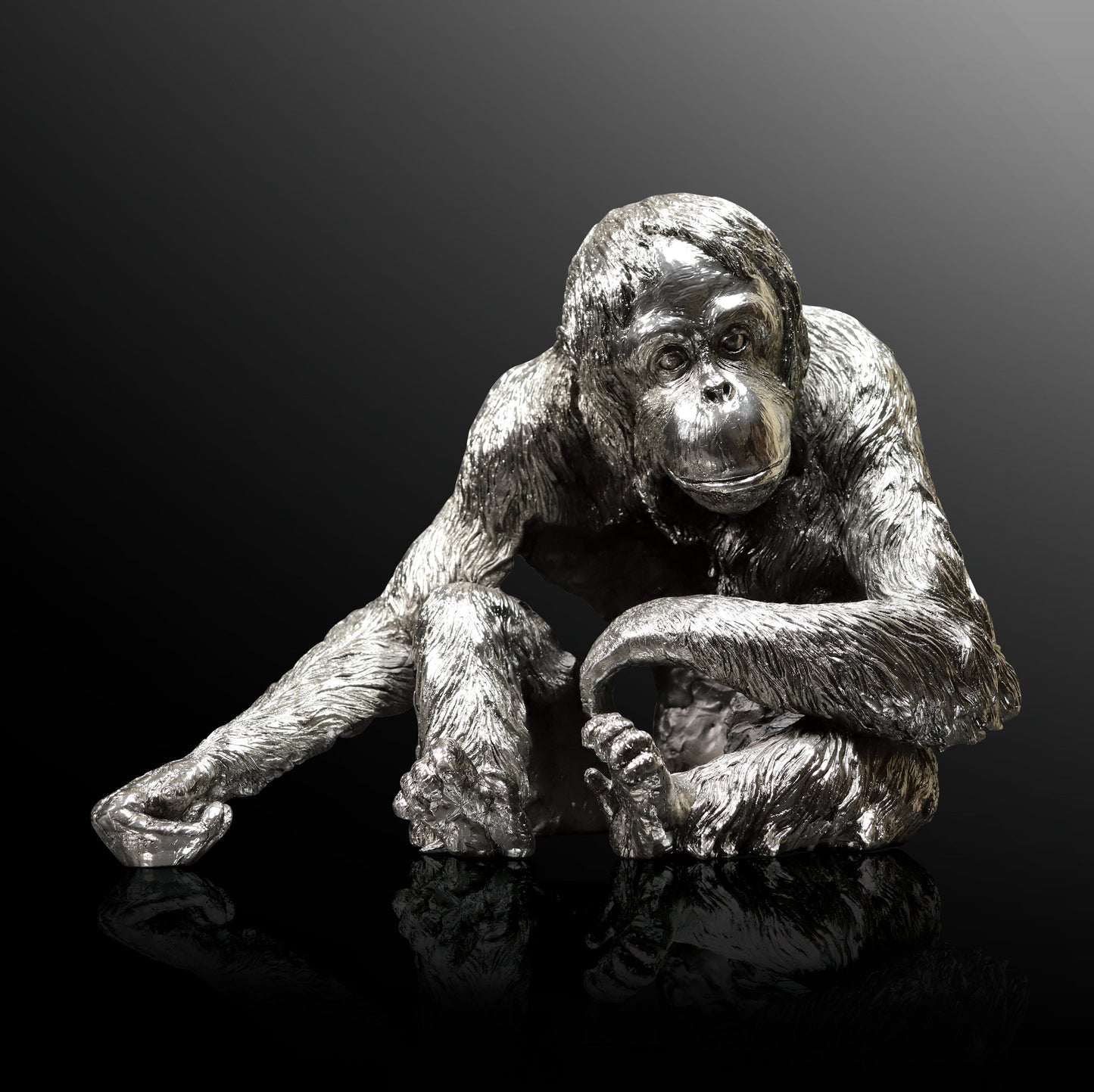 Orangutan Nickel Sculpture by Keith Sherwin for Richard Cooper Studio