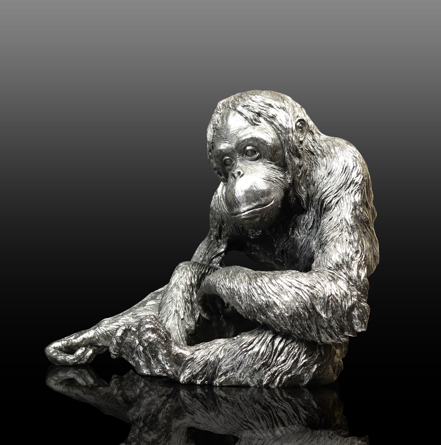 Orangutan Nickel Sculpture by Keith Sherwin for Richard Cooper Studio