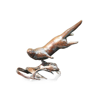 Otter Swimming Bronze Figurine by Michael Simpson (Richard Cooper Bronze)