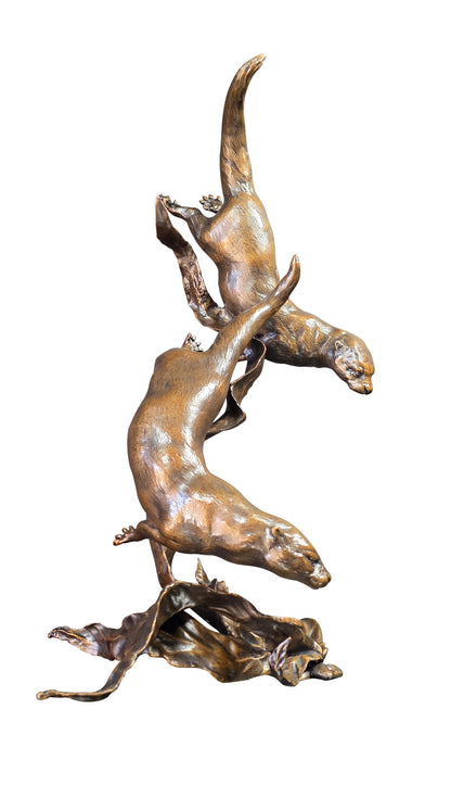 Otters Playing Bronze Sculpture by Dean Kendrick