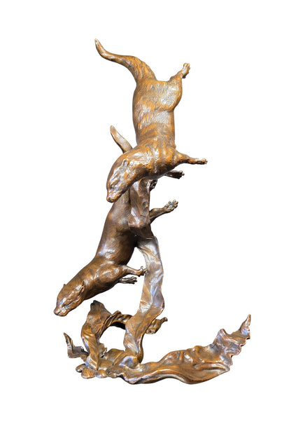 Otters Playing Bronze Sculpture by Dean Kendrick
