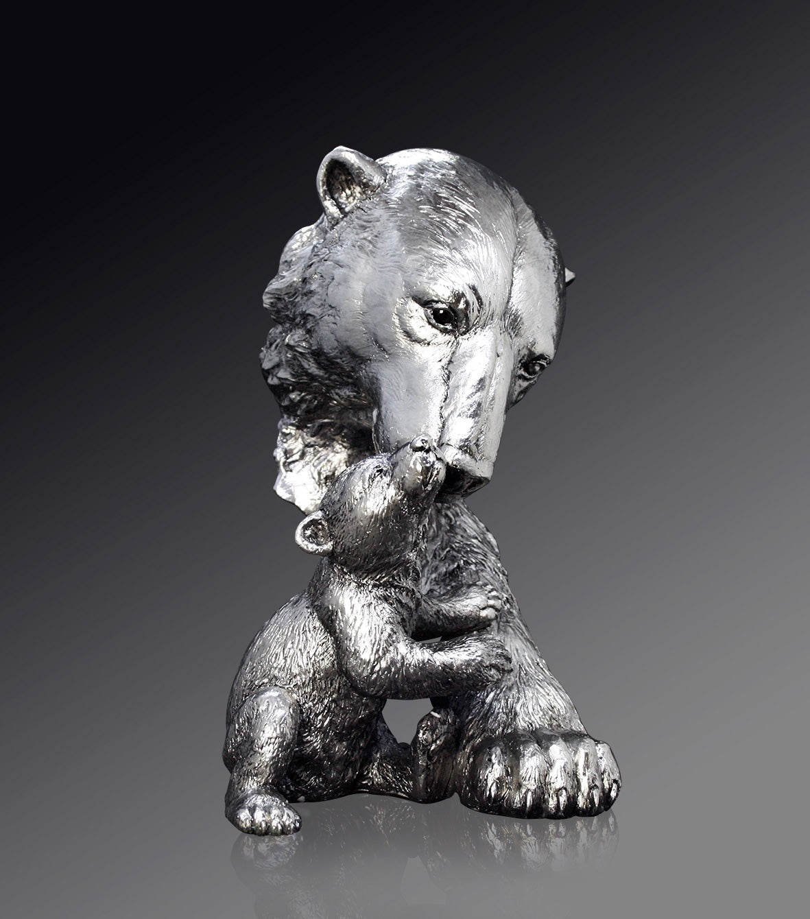 Polar Bear and Cub Nickel Sculpture by Keith Sherwin for Richard Cooper Studio