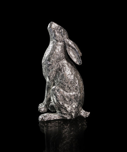 Silver Moon Gazing Hare Sculpture by Keith Sherwin
