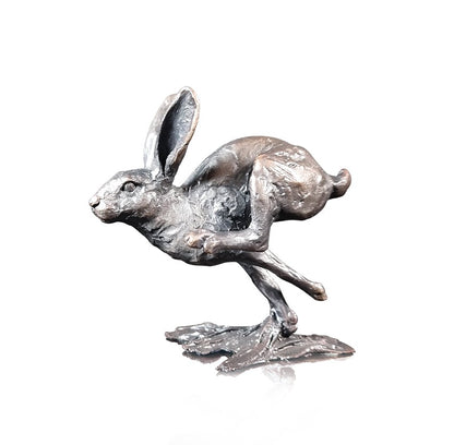 Small Hare Running Bronze Sculpture by Michael Simpson