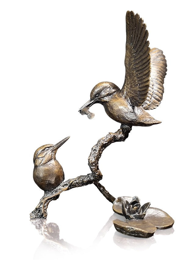 Small Kingfisher Pair Bronze Sculpture by Michael Simpson