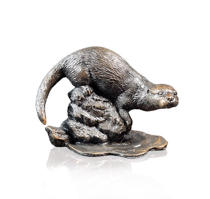Small Otter Bronze Sculpture by Keith Sherwin