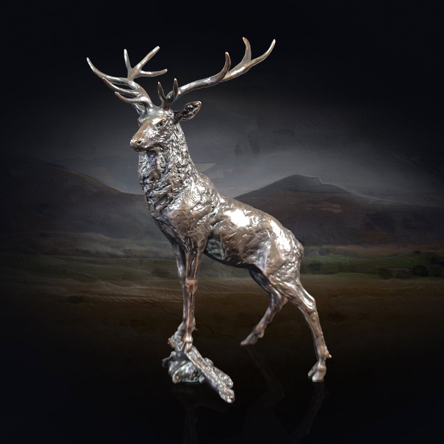 The Leader Bronze Stag Sculpture by Michael Simpson
