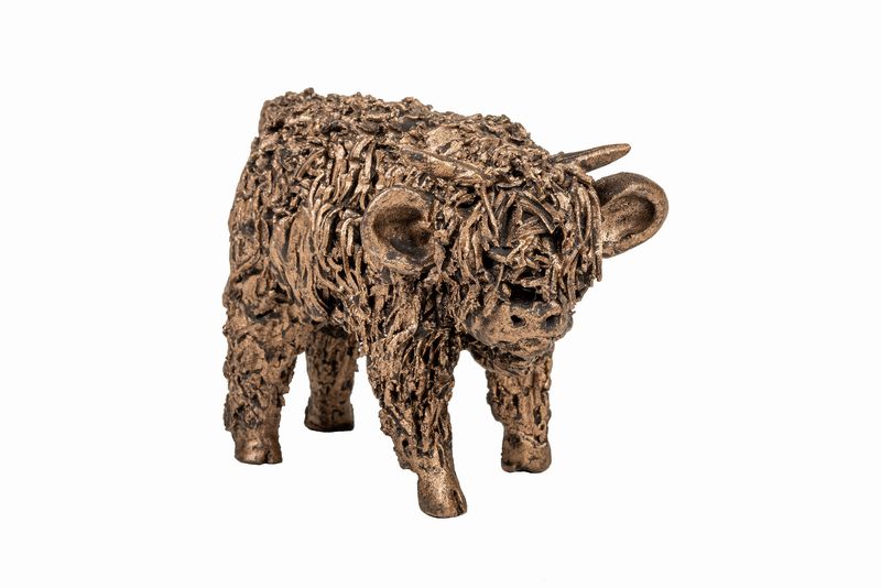 Small Highland Bull Calf Bronze Sculpture by Veronica Ballan (Frith Sculpture)