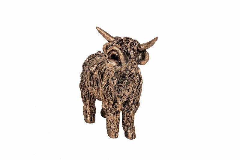 Small Highland Cow Mooing Bronze Sculpture by Veronica Ballan (Frith Sculpture)