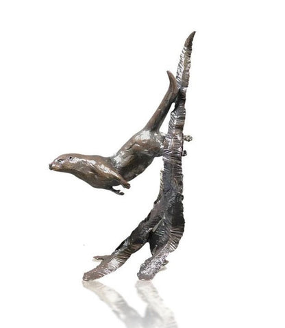 Water Meadow - Otter Swimming Bronze Figurine by Michael Simpson (Richard Cooper Bronze)