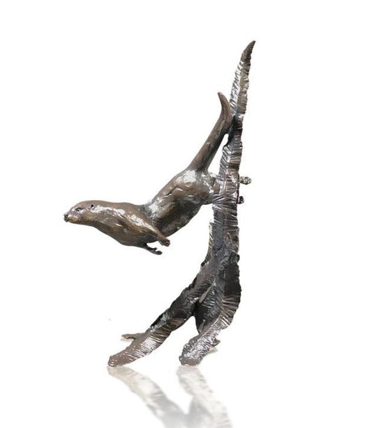 Otter Swimming - Water Meadow Bronze Figurine by Michael Simpson (Richard Cooper Bronze)