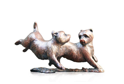 Westie Pair Bronze Playing Bronze Dog Figurine by Michael Simpson (Limited Edition)