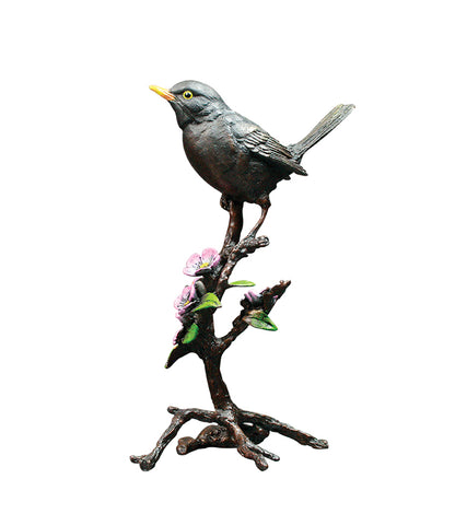 Blackbird with Blossom Bronze Figurine in Presentation Box by Keith Sherwin (Limited Edition)