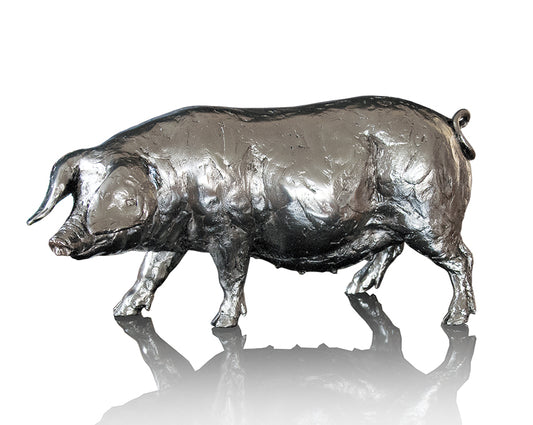 Pig Figurine in Nickel by Michael Simpson