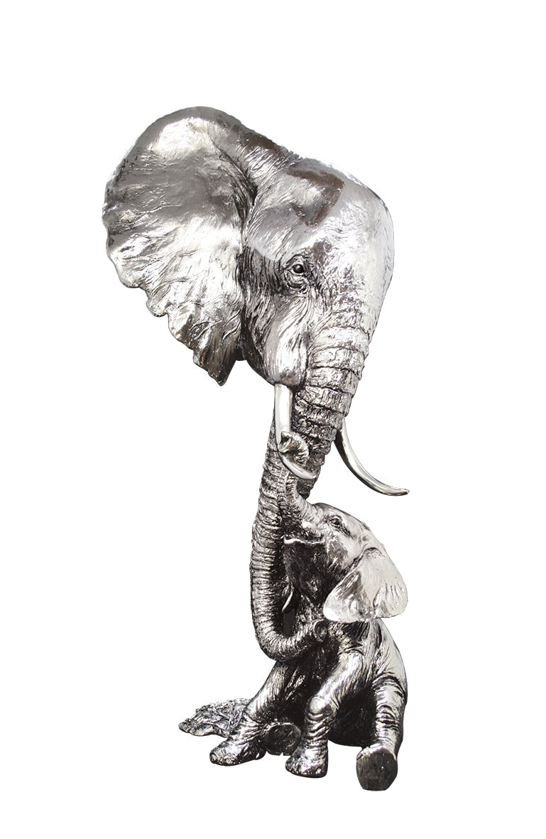 Elephant & Calf Nickel Sculpture by Keith Sherwin for Richard Cooper Studio