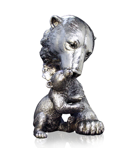 Polar Bear and Cub Nickel Sculpture by Keith Sherwin for Richard Cooper Studio
