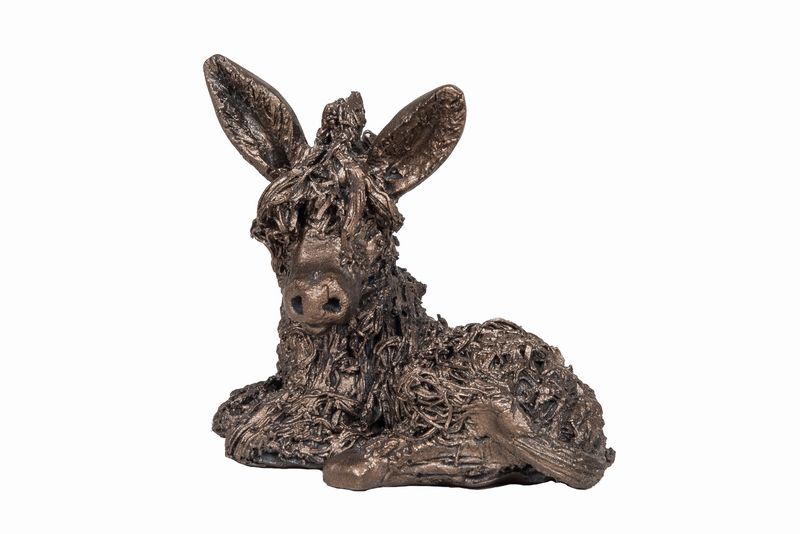 Dusty Donkey Sitting Bronze Figurine by Veronica Ballan for Frith Sculpture MINIMA