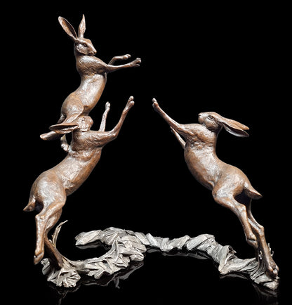 Moon Dance Bronze Hare Sculpture by Michael Simpson for Richard Cooper Bronze