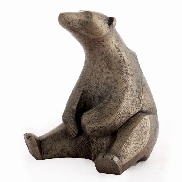 Polar Bear Sitting.Contemporary Bronze Sculpture by Adrian Tinsley for Frith Sculpture