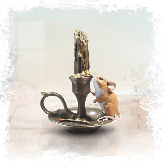 Mouse on Candlestick Bronze Figurine by Michael Simpson (Richard Cooper Studio)