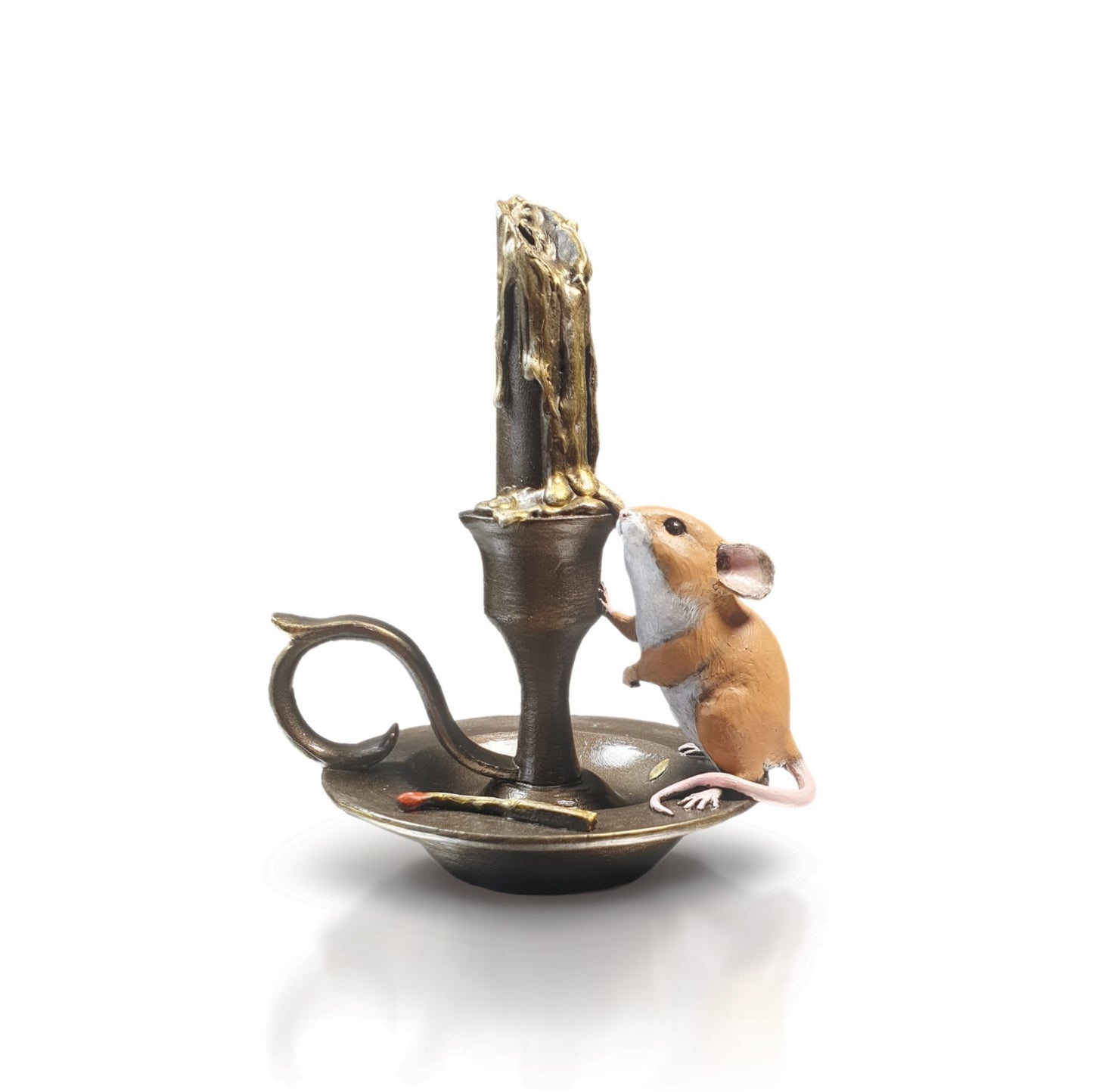 Mouse on Candlestick by Michael Simpson -Richard Cooper Studio Cold Cast & Hand Painted Bronze