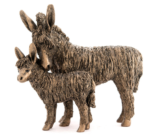 Donkey & Foal Standing Bronze Figurine by Veronica Ballan (Frith Sculpture)