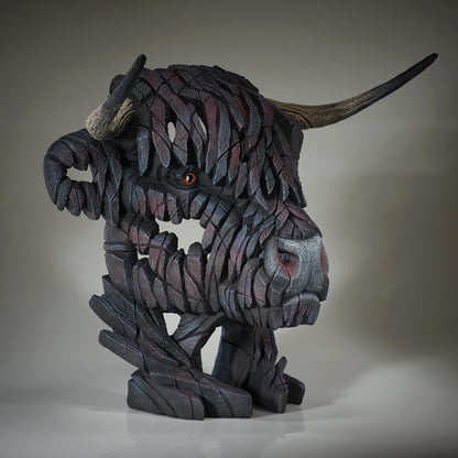 Edge Sculpture Highland Cow Bust Black by Matt Buckley