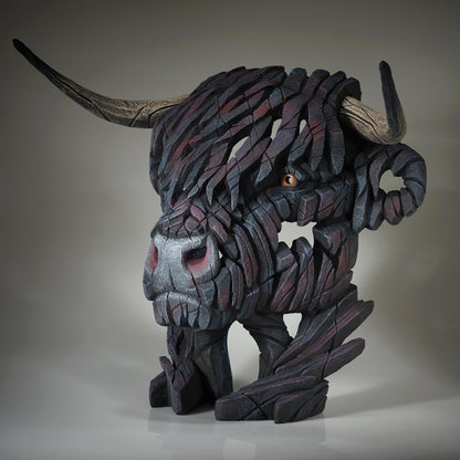 Edge Sculpture Highland Cow Bust Black by Matt Buckley