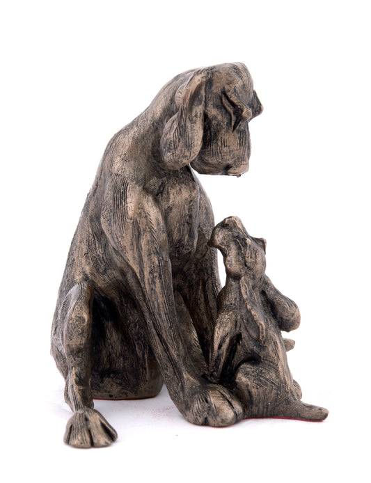 Amber with Pup Bronze Dog Figurine by Harriet Dunn (Frith Sculpture)