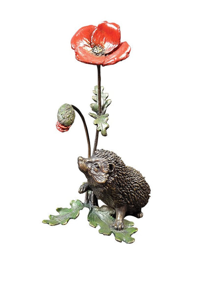 Hedgehog with Poppy by Keith Sherwin - Richard Cooper & Company Bronze
