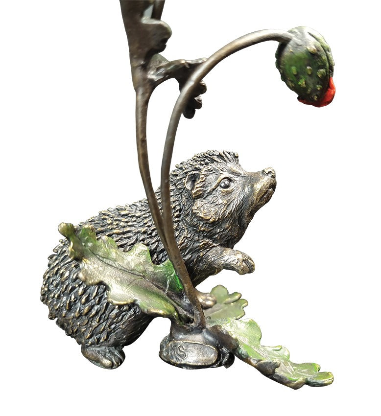 Hedgehog with Poppy by Keith Sherwin - Richard Cooper & Company Bronze