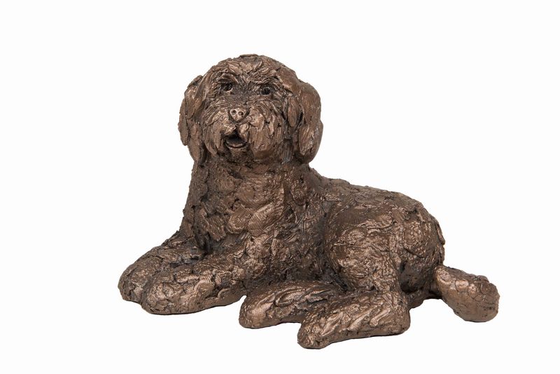 Koko Labradoodle lying Bronze Figurine by Adrian Tinsley (Frith Sculpture)
