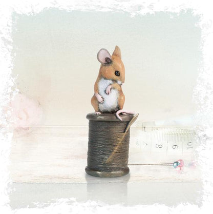 Mouse with Cotton Reel by Michael Simpson - Richard Cooper Studio Cold Cast & Hand Painted Bronze