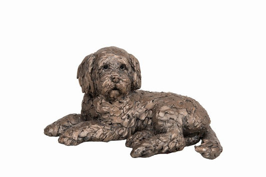 Ozzy Cockapoo Lying Bronze Dog Figurine by Adrian Tinsley (Frith Sculpture)