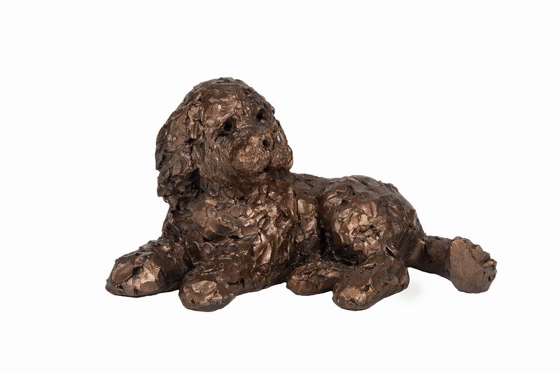Pickwick Cockapoo Lying Bronze Dog Figurine by Adrian Tinsley (Frith MINIMA)