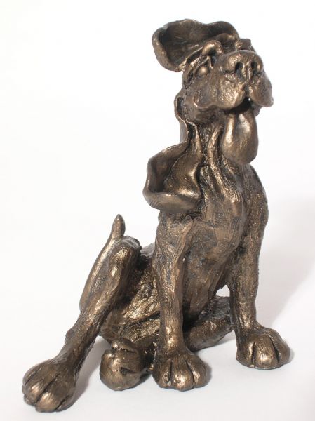 Rusty - Walkies? Bronze Dog Figurine by Harriet Dunn (Frith Sculpture)